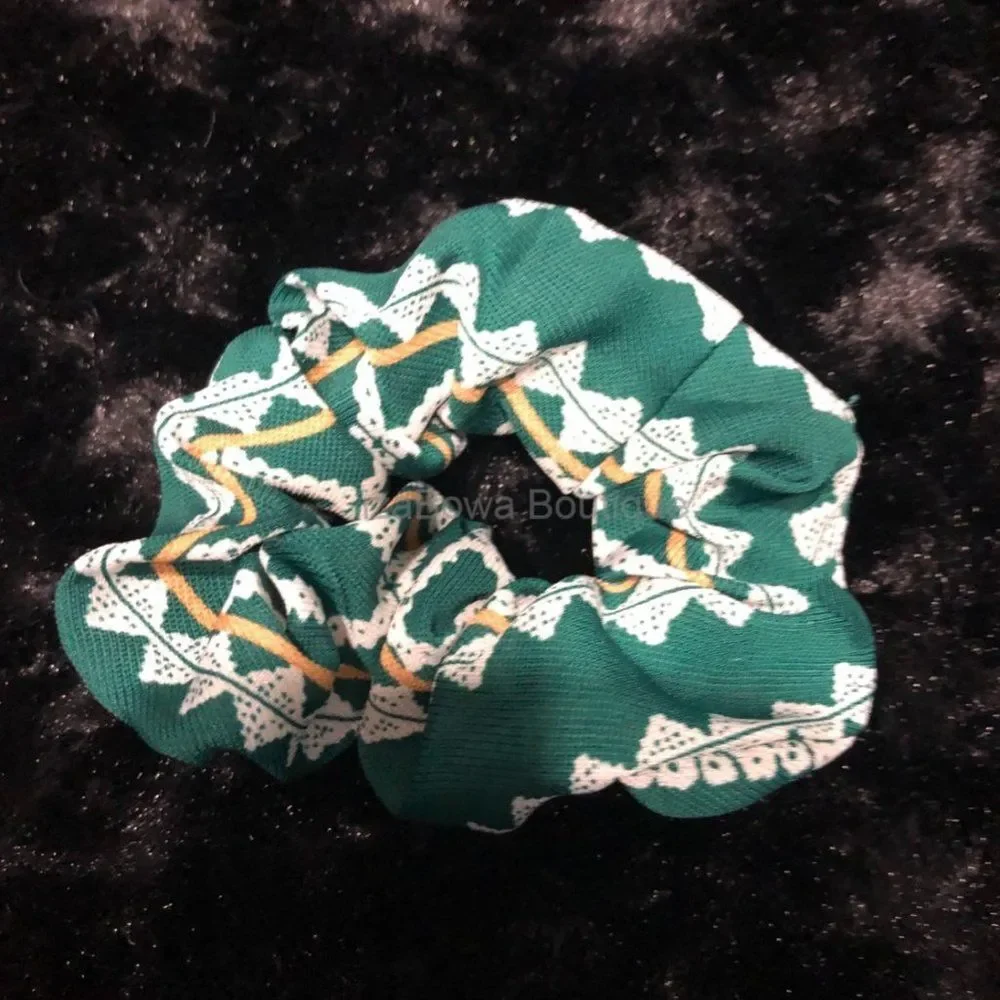 Green Stripe Chiffon Scrunchie   SC2869  Handmade NWT Boutique